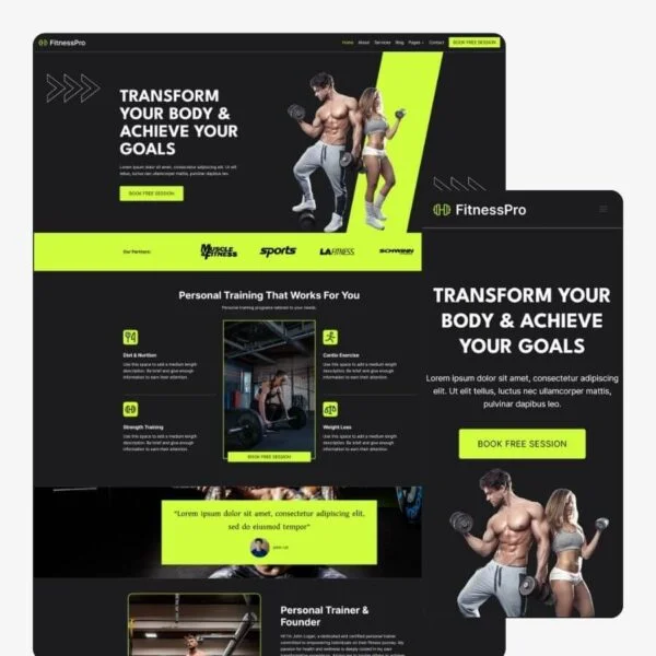 personal trainer website template wordpress theme