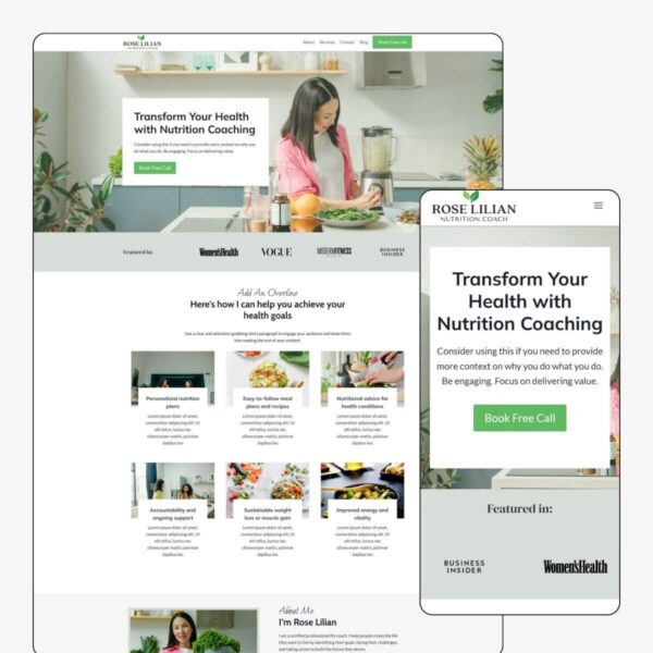 health coach website template rose wordpress theme